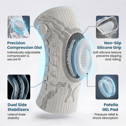 Adjustable Compression Knee Sleeve with Dial & Gel Pad - Sports Support