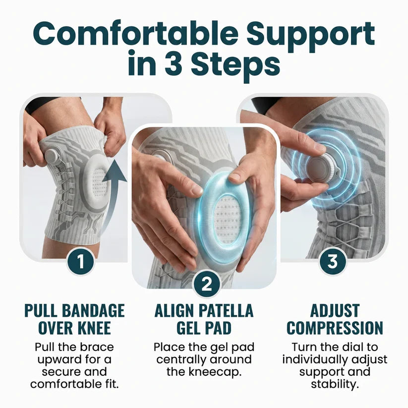 Adjustable Compression Knee Sleeve with Dial & Gel Pad - Sports Support