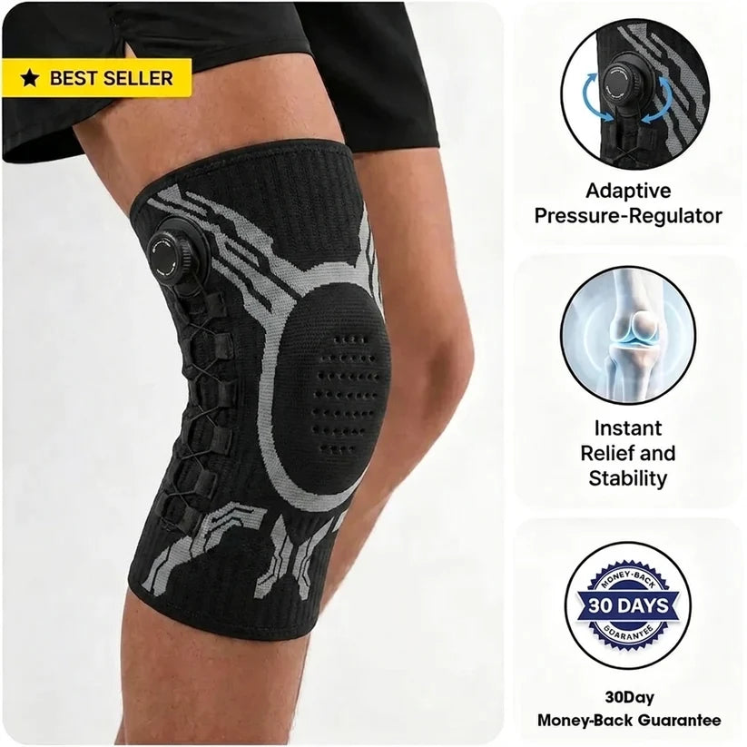 Adjustable Compression Knee Sleeve with Dial & Gel Pad - Sports Support